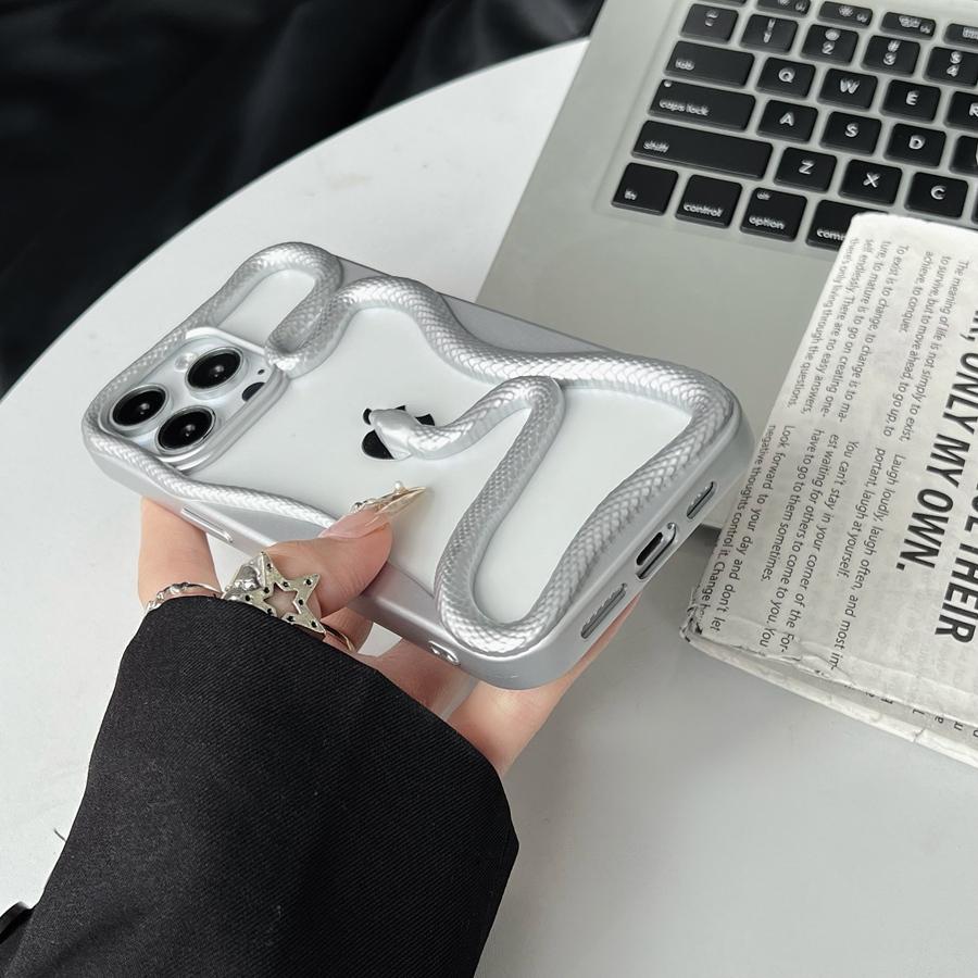 Case for iPhone 16 15 14 13 12 11 Luxury 3D Hollow Snake Phone Case Cover with Super Strong Heat Dissipation Function