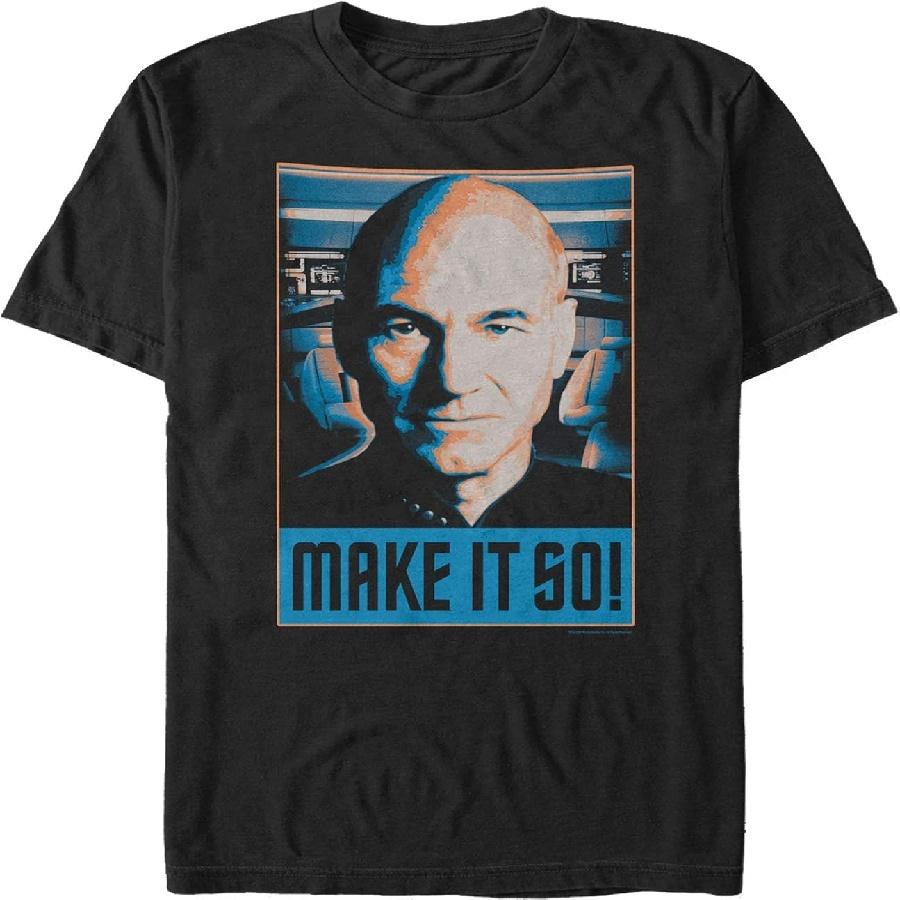 Fifth Sun Men s Star Trek_ The Next Generation Picard Bridge Make It So Frame T-Shirt S