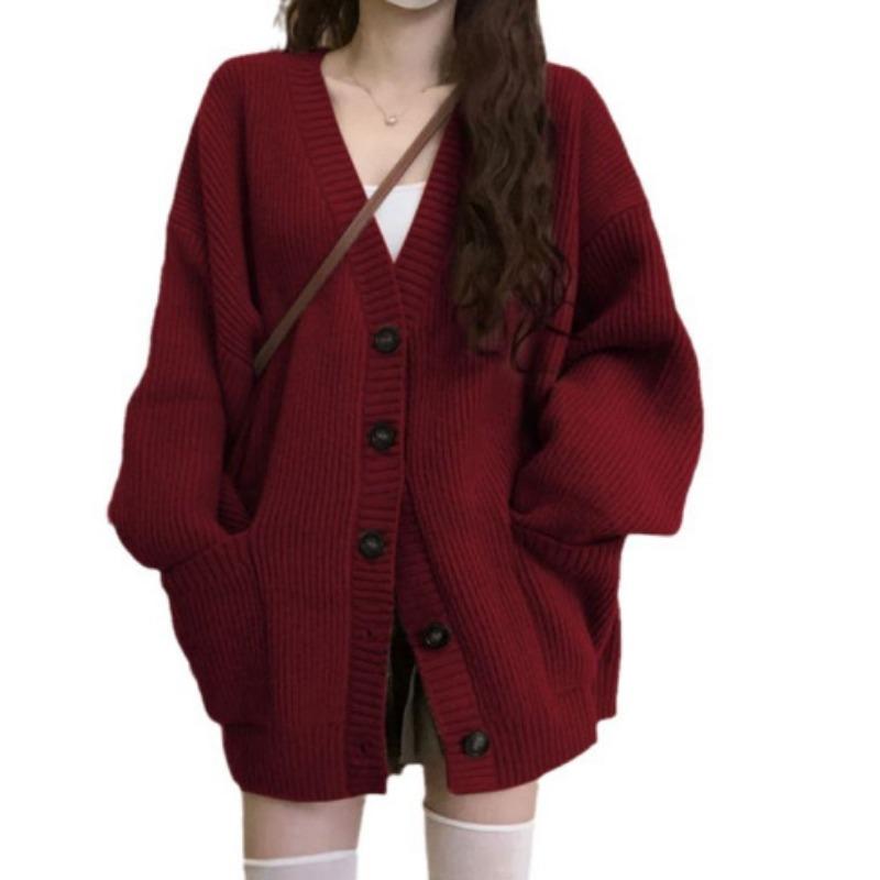 Soft waxy lazy autumn and winter new loose coat wear top knitted sweater women's lazy wind cardigan