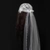 Flower Applique Veil with Pearl Veil Tulles Carnivals Wedding Veil for Bride