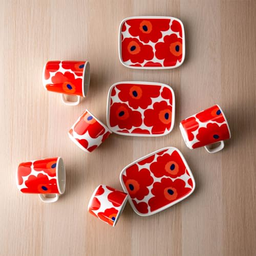 Marimekko Tasse Weiß/Rot OIVA/UNIKKO 2,5 dl weiß rot Tasse Nordisches Geschirr Küchentisch