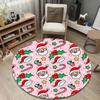 Circular Carpet Christmas Santa Face Candy Cane Holly Doodle Pink Kids Playroom Decor