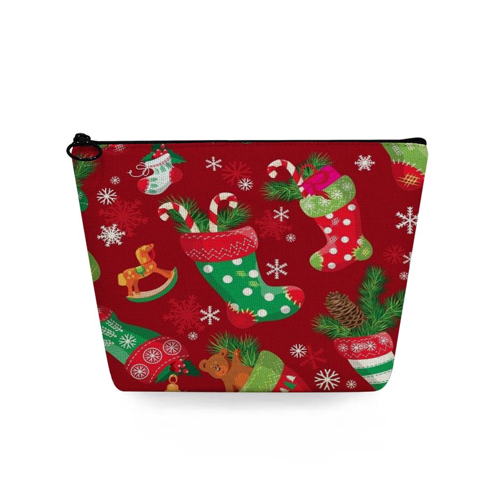 Women Christmas Snowman Print Cosmetic Bag Toiletries Organize Travel Storage Case  6367