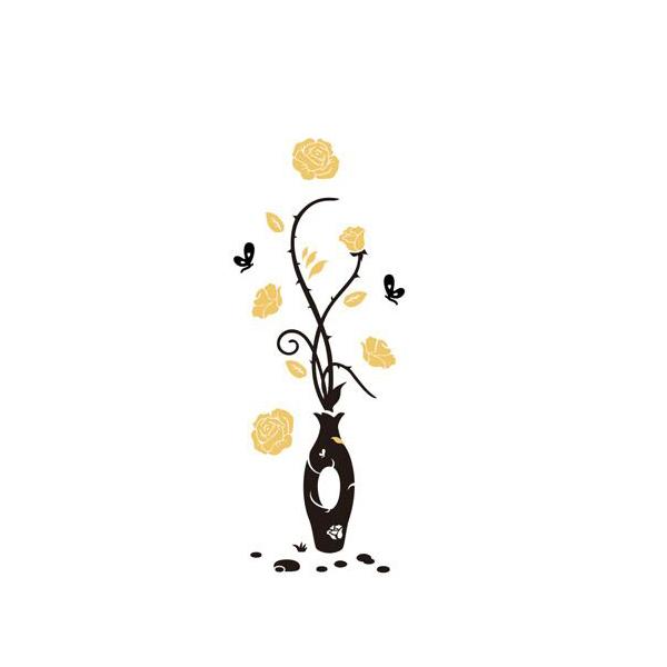Rose Vase Acrylic Mirror Wall Stickers Plum Blossom DIY Art Wall Decal Living Room Bedroom Home Flower Wallpaper Decor