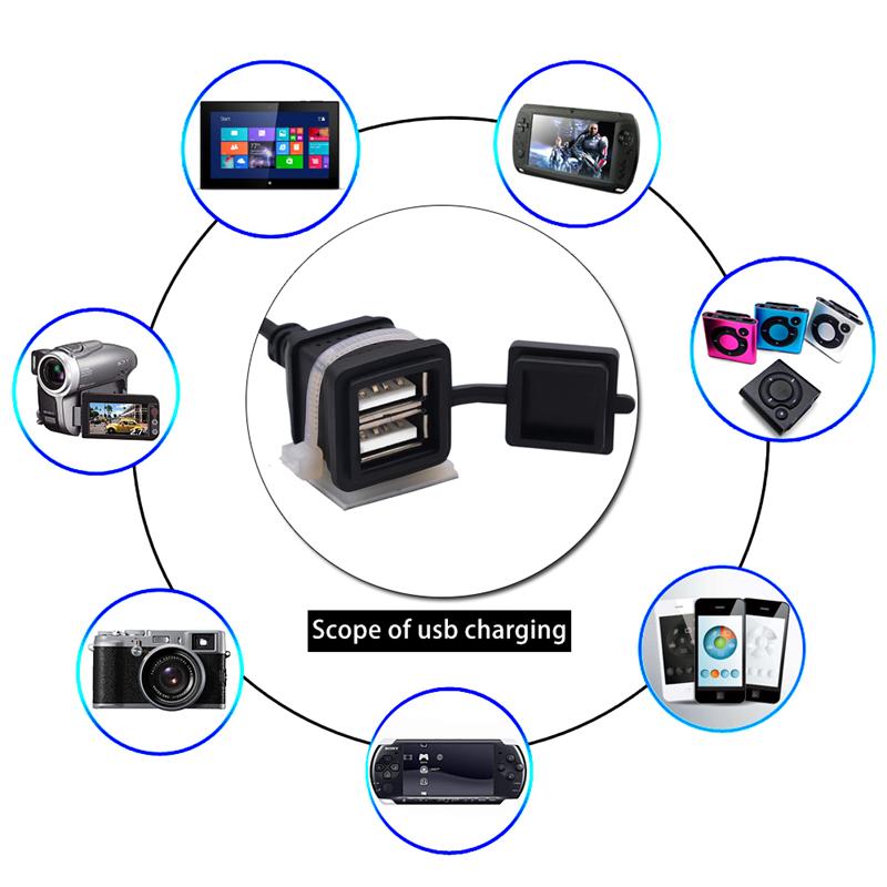 Car Motorcycle USB Charger Waterproof 12V TO 5V Converter Power Supply GPS Phone Universal Fit Free