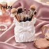 Concealer Brush Container Satin Bow Bag Makeup Holder, 3D Printed Beauty Tool Organizer Large Capacity for Desk, Bowknot Pouch Pencil Holder