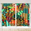 2 Pieces of Retro Tribal Graffiti Printing Curtain - Polyester Material - Suitable for Bedroom Living Room Study Room Priva