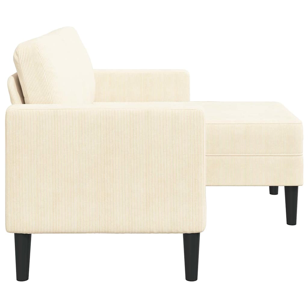 2 Seater Sofa with Chaise Longue L Shaped Cream 125 Cm Linen