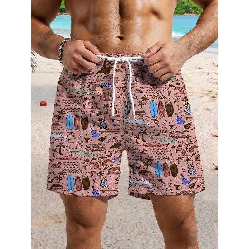 Summer Men's 3D Printed Beach Shorts Fashion Versatile Comfortable Vacation Style