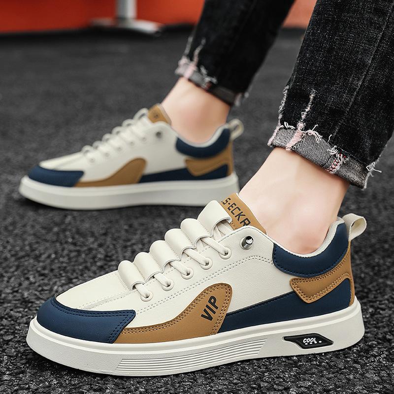 

Board shoes summer new leather surface campus style men s shoes trend versatile high sense Korean version of student shoes trendy shoes 39 хаки