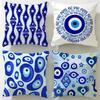 Classic Theme Evil Eye Symbol Cushion Cover Soft  EasyWash Pillow Case  Versatile for Couch Bed Travel and Office