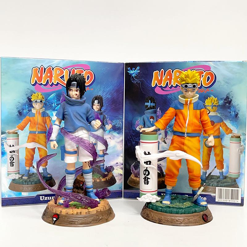 12CM Anime Naruto Uzumaki Sasuke Figure Vibration Stars Fighting Pose Figure Toy Doll Aciton Figure PVC Ornament Set