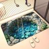 3D Fish Pond Rug for Relaxing Spaces | Stone Pathway Carpet with Ladder Design | Zen Garden Decor Skid resistant carpet