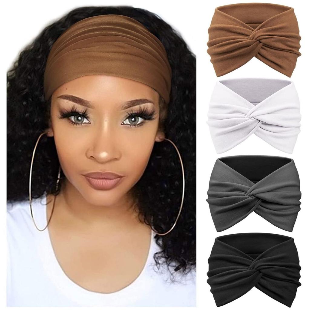 Women's Twisted Wide Headband, Elastic Cross Knotted Hairband for Sports Casual Wear