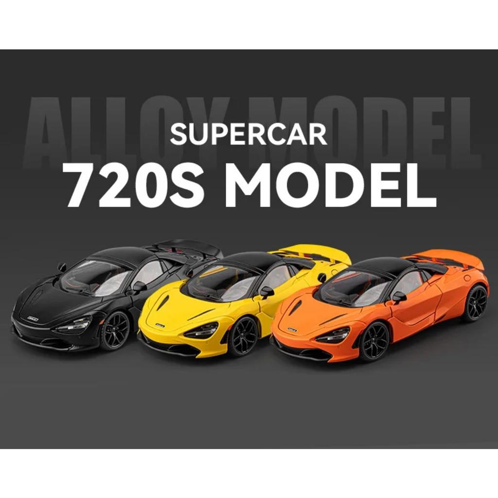 1/18 McLaren 720S Alloy Track Racing Car Model Diecasts Metal Sports Car Vehicles Model Simulation Sound Light Collection Kids Toys Gift