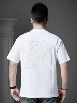 European Men's High-End Designer Embroidered Distressed Short-Sleeve T-Shirt 2026 New Summer Trendy Brand Light Luxury Half-Sleeve