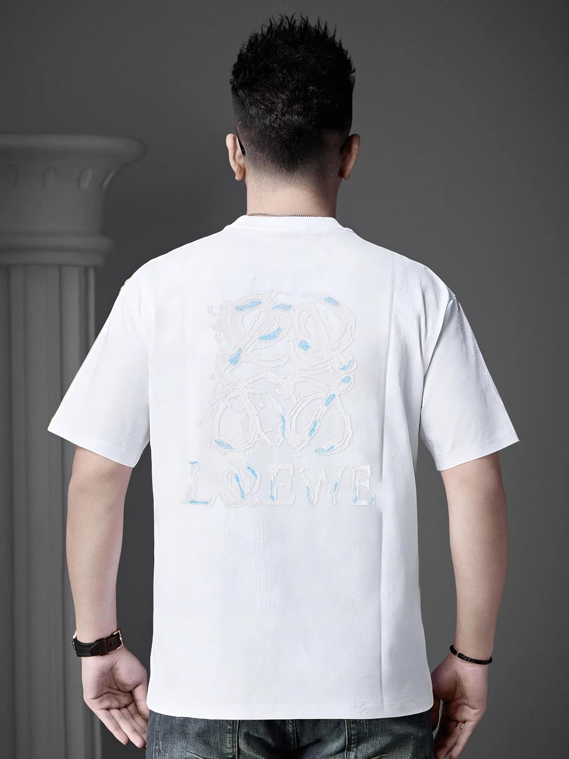 European Men s High-End Designer Embroidered Distressed Short-Sleeve T-Shirt 2026 New Summer Trendy Brand Light Luxury Half-Sleeve XL белый