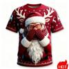 Christmas T-Shirt for Men 3D Santa Claus Print Casual Short Sleeve Tee