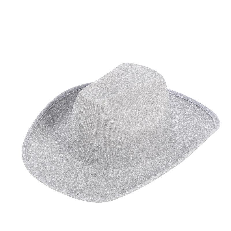 Silberfarbener Glitzer Cowboyhut Western cowboy Männer und Frauen Retro Party Bühnenparty Cowboyhut Outdoor Ritterhut Großhandel