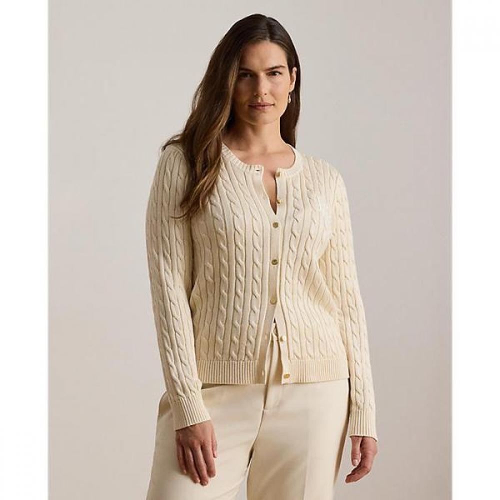 Lauren Ralph Lauren Cable Knit Cotton Blend Cardigan Wmlrswes6820924101
