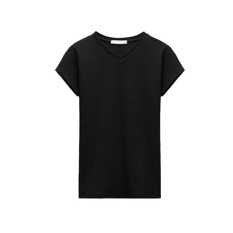 Spring New Women's Clothing French Style Casual Multi-Color Cotton Blend V Neck Silm Straight-leg T-shirt 5644170