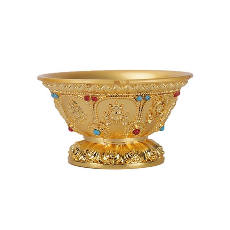 Tibetan Buddhist Water Offering Bowls Hand Carved Tibetan Buddhist Offering Bowl Gilded Water Cup Copper Yoga Meditation