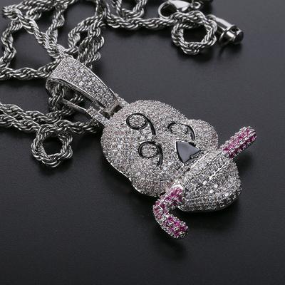 Europäische und amerikanische personalisierte Gold- und Silber-Trendmarken-Totenkopf-Anhänger, mikro-eingelegt mit Zirkon, Herren-Halsketten-Accessoires