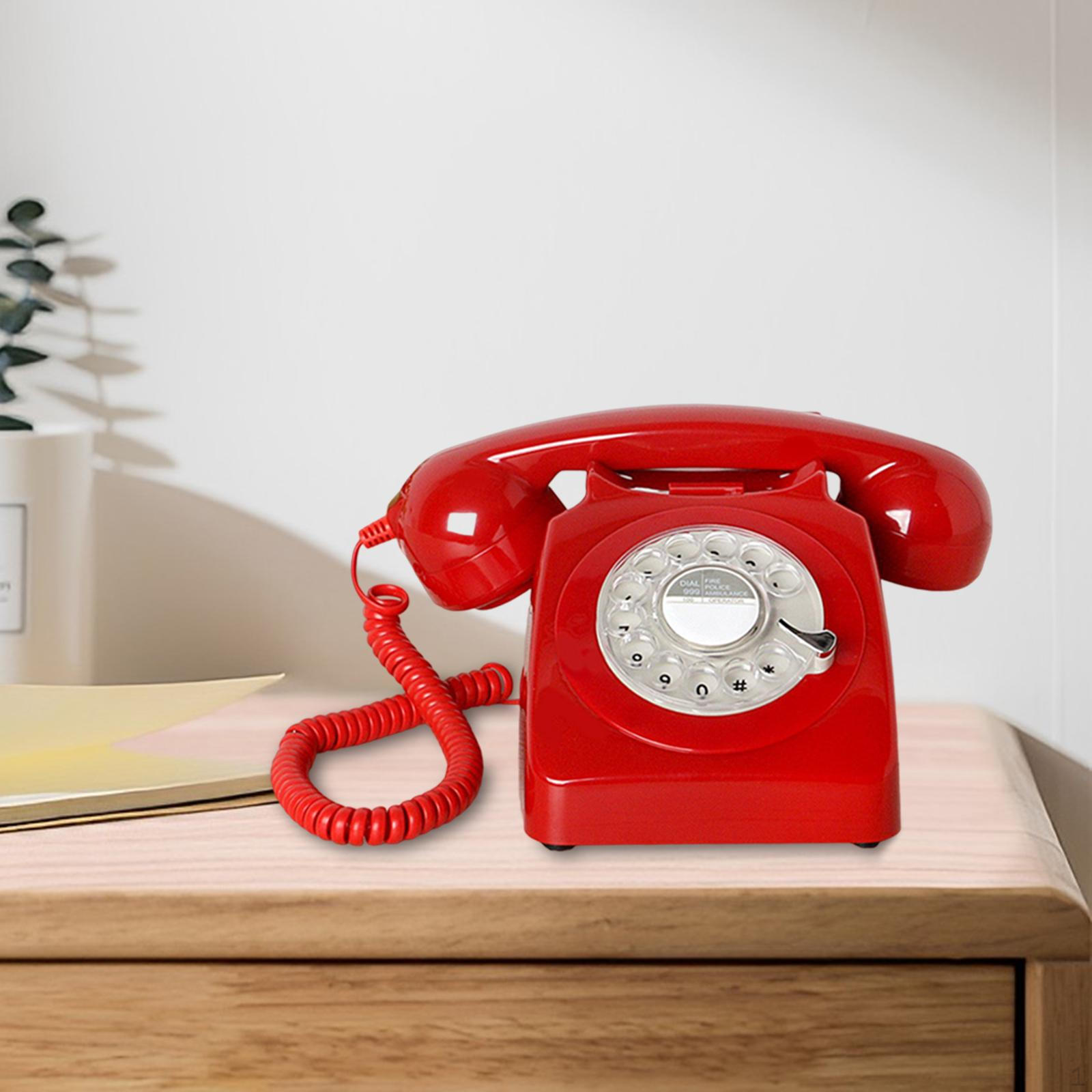 

Старовинний телефон з дисковим набором Дротовий телефон Старомодний Ретро Стаціонарний телефон червоний