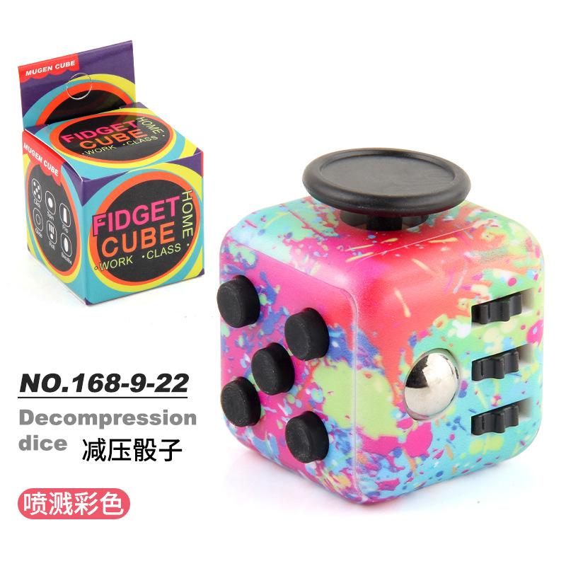 New Strange Toy Decompression Dice Uv Printing Rainbow Decompression Dice Six-Sided Rubik'S Cube, Anti-Anxiety Finger Rubik'S Cube