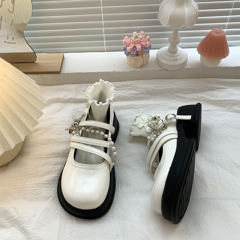 Boty na silné podrážce Jk College Style Lolita Malé kožené boty Dámské Britský styl Francouzský Niche Sladké Cool Mary Jane Boty na vysokém podpatku Letní