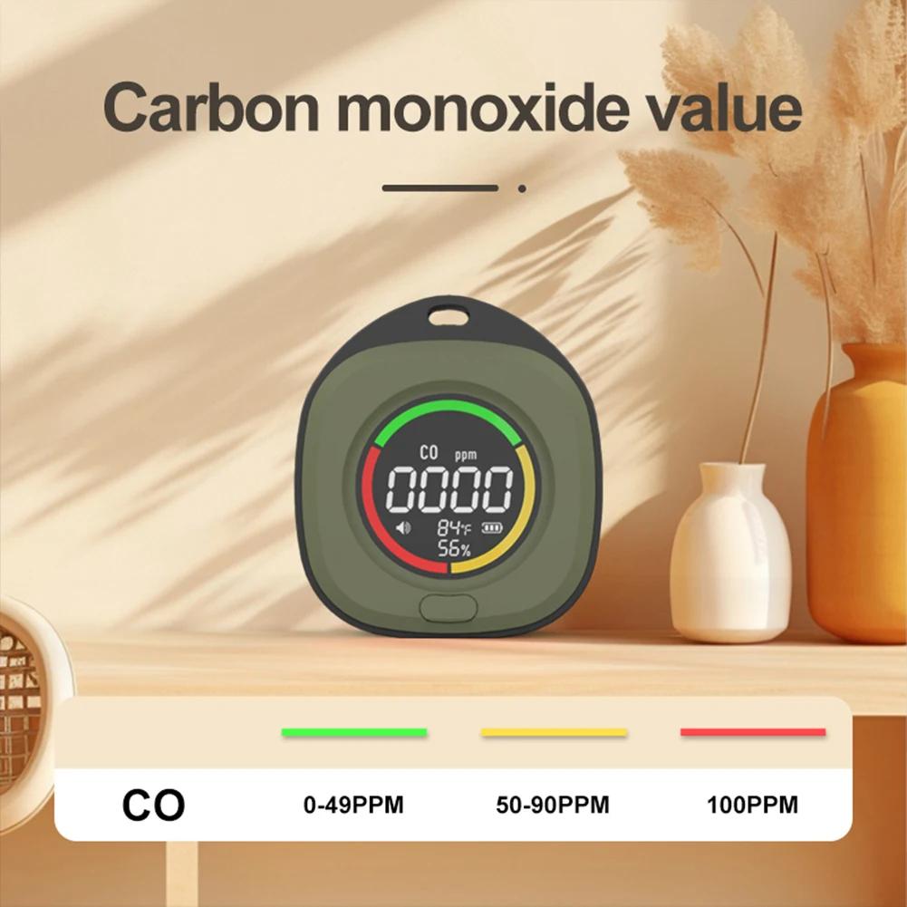 3 In 1 Carbon Monoxide Detector 1000mAh Portable Gas Detector CO Detector Alarm Temp Humidity Sensor for Outdoor Camping RV Car