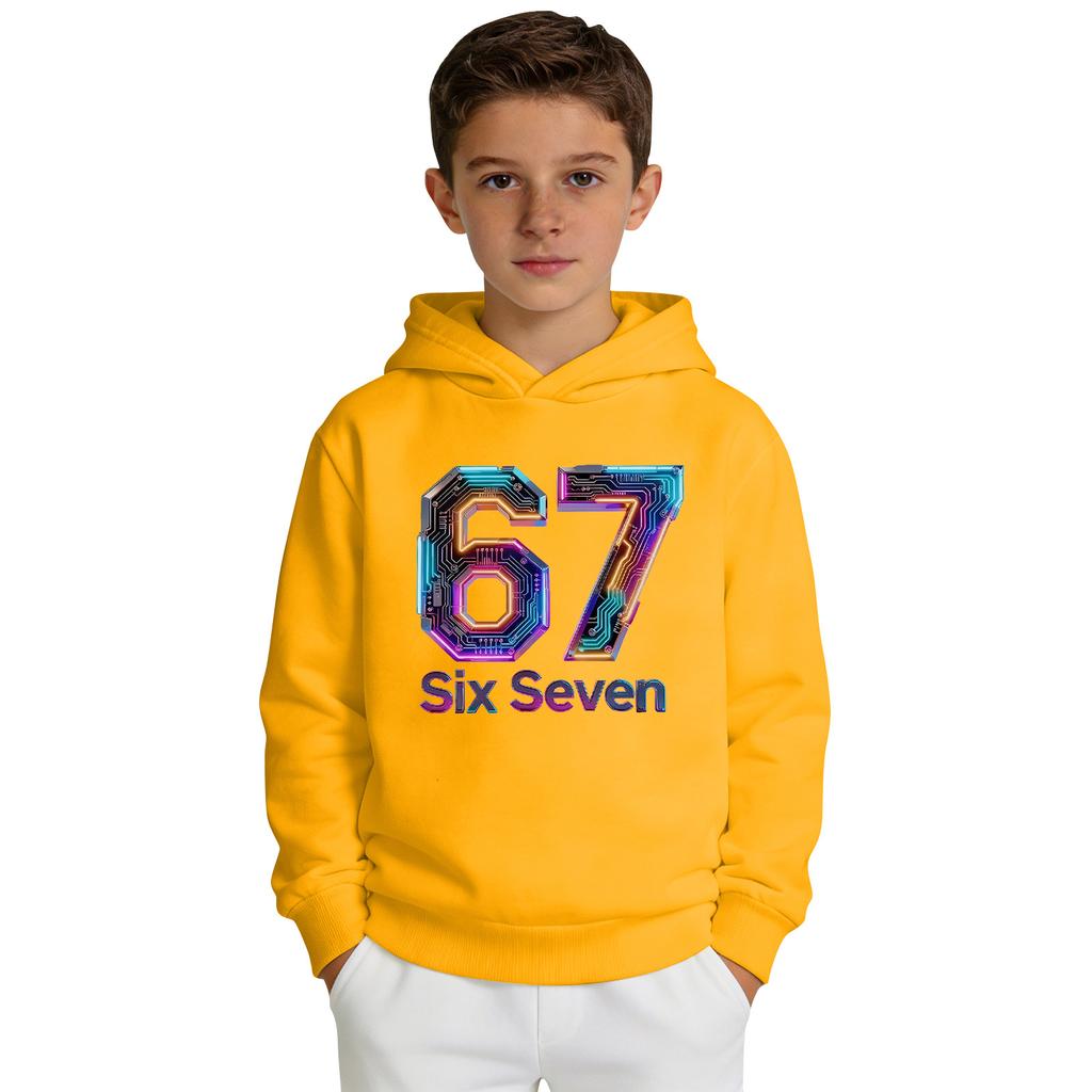 Jungen Bedrucktes Kapuzen-Langarm-Sweatshirt Lässiges Sport-Komfort-Sweatshirt