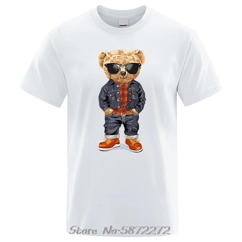 Cowboy Teddy Bear With Hands In Pockets Unisex Cotton Tshirt Oversized T Shirt Fitness Tshirt Graphic Tees Tops Mens Clothing S