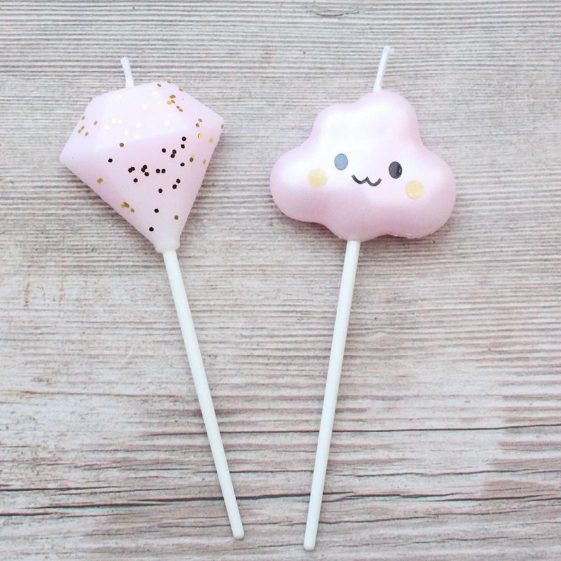 Single Multi-color Diamond Cloud Birthday Candle Cake Baking Decoration Party Supplies Creative Colorful Candle
