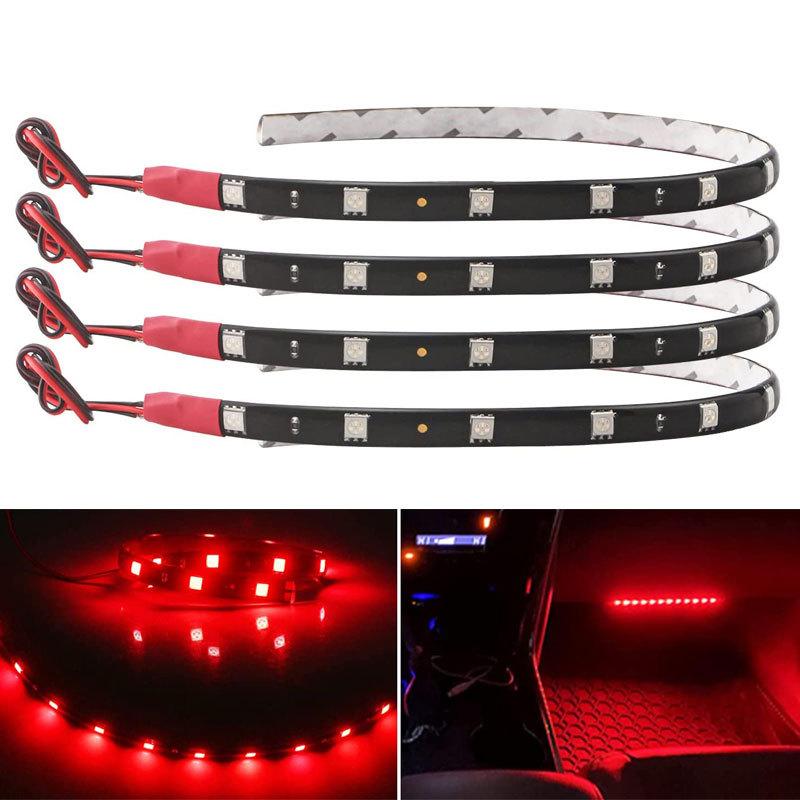 1/4/10 PCS 30CM LED Decoration Atmosphere Strip Lights DRL 12V 12SMD Waterproof Car Interior Exterior Styling Flexible Lamps