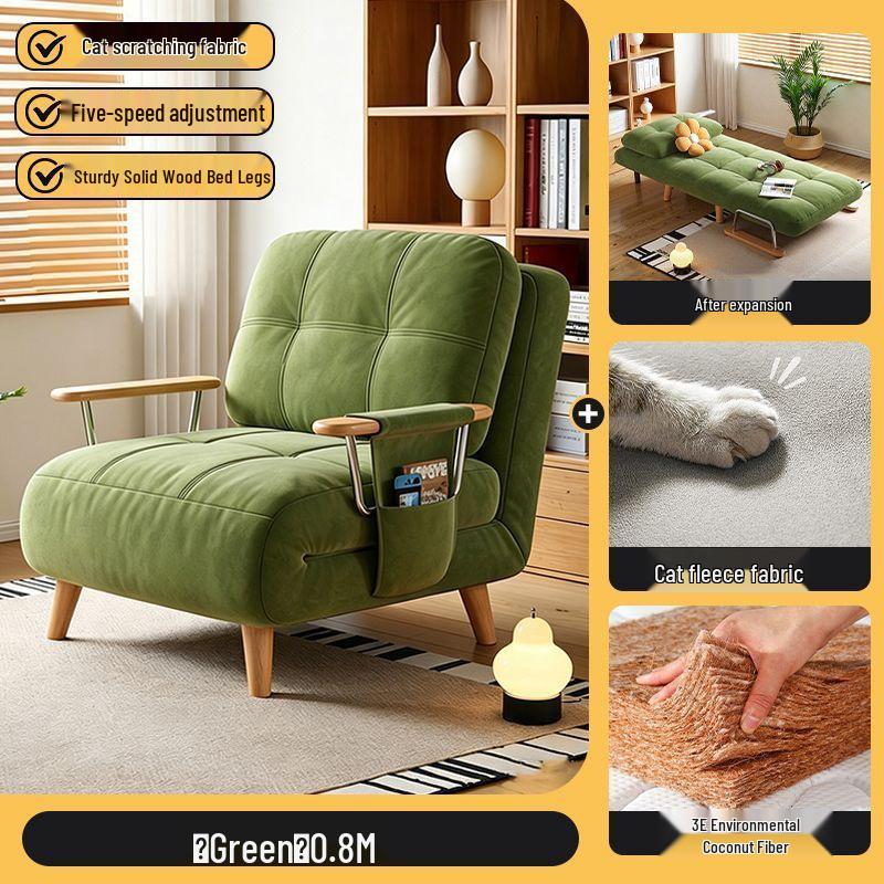 2026 Plush Foldable Sofa Bed: Dual-Use Log Style for Small Apartments and Balconies