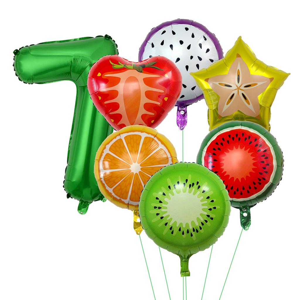 32-Inch Digital Summer Fruit Party Watermelon Strawberry Balloon Set Children'S Birthday Decorations