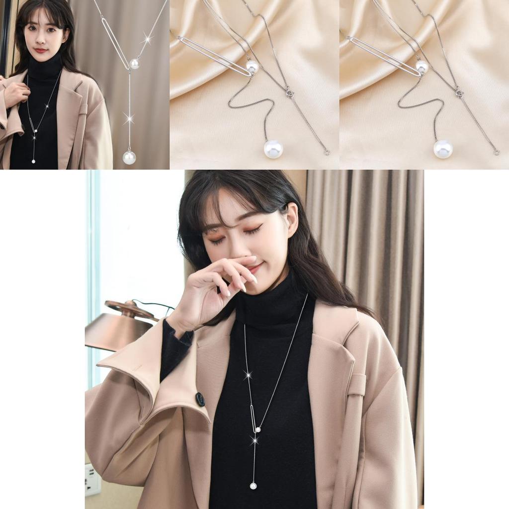 Long Trendy Womens Sweater Necklace Featuring Exquisite Pearl And Details Tassel