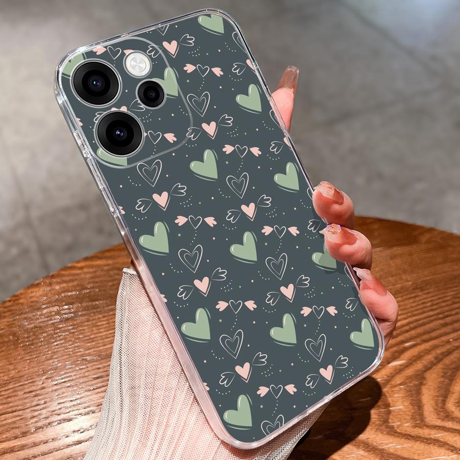Cases For OPPO Reno15 15F 15Pro Cute Girl Love Heart Lightweight Simplicity Soft Transparent Housing For Reno 15F 15 Pro Capa