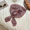 Headscarf, headband, colored plaid cotton and linen silk scarf, high-end decorative scarf, triangular scarf, waist fart curtain.