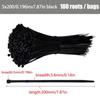 Self-locking Plastic Nylon Tie 100 PCS Black 4X150cable Tie Fastening Ring Cable Tie Zip Wraps Strap Nylon Cable Tie Set