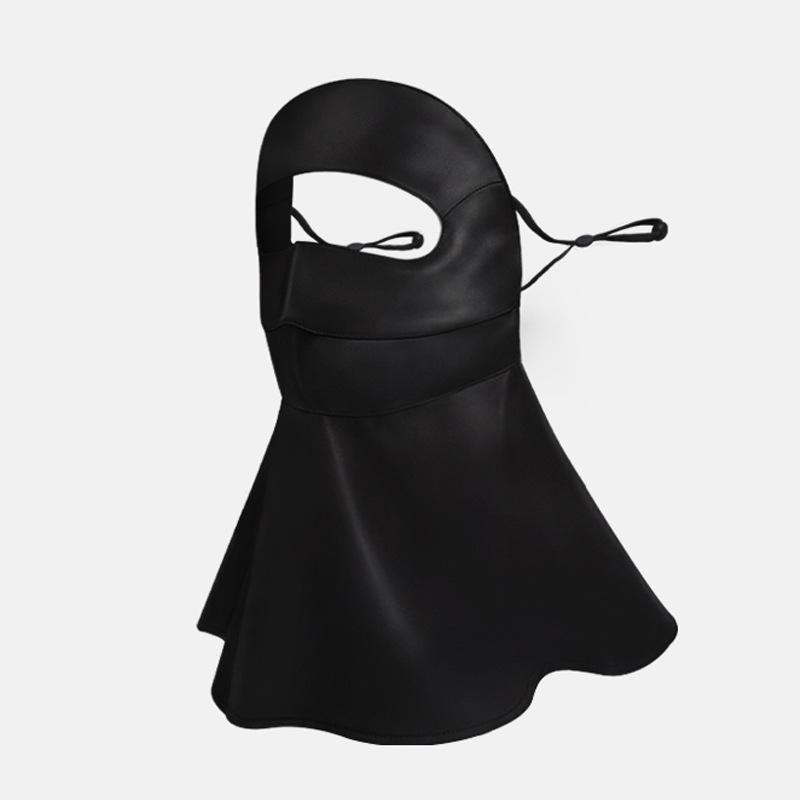 

100% silk mulberry silk sunscreen face mask with neck protection, integrated face covering, UV and blue light protection, simple and versatile mask Free size чорний