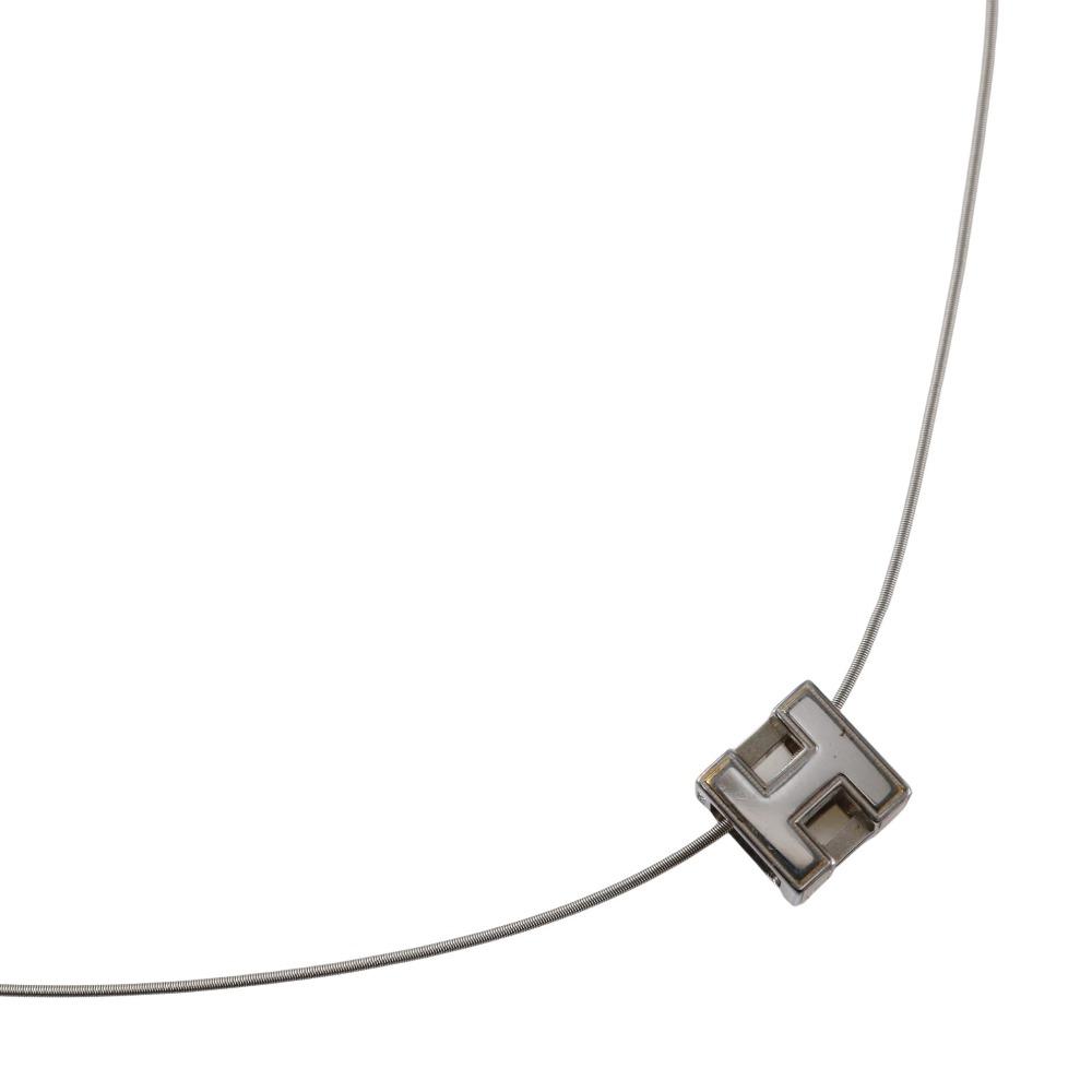

HERMES Cardue Ash Necklace H cube Silver metallic 8.2g Women Used