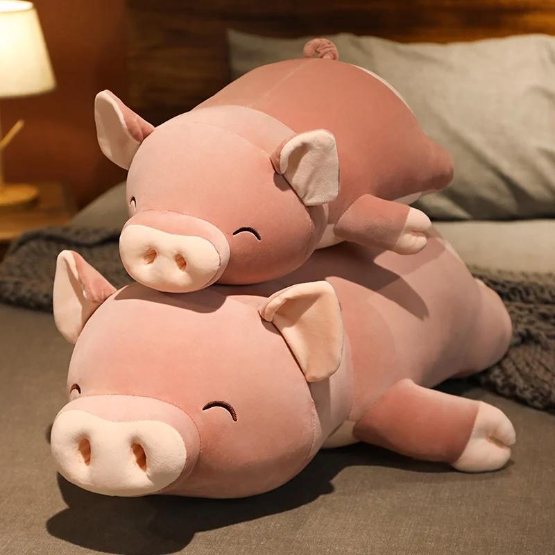 50/80cm Love Buttocks Pink Pig Stuffed Doll Lying Plush Piggy Toy Animal Soft Plushie Pillow Cushion Kids Baby Comforting Gift