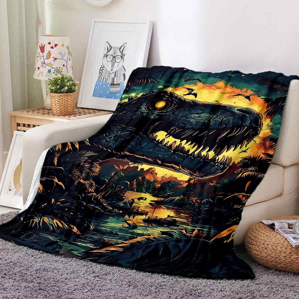 1pc Dinosaur Blanket, Lightweight Flannel Throw Blanket For Sofa, Bed, Travel, Camping, Living Room, Office, Couch, Chair, And Bed