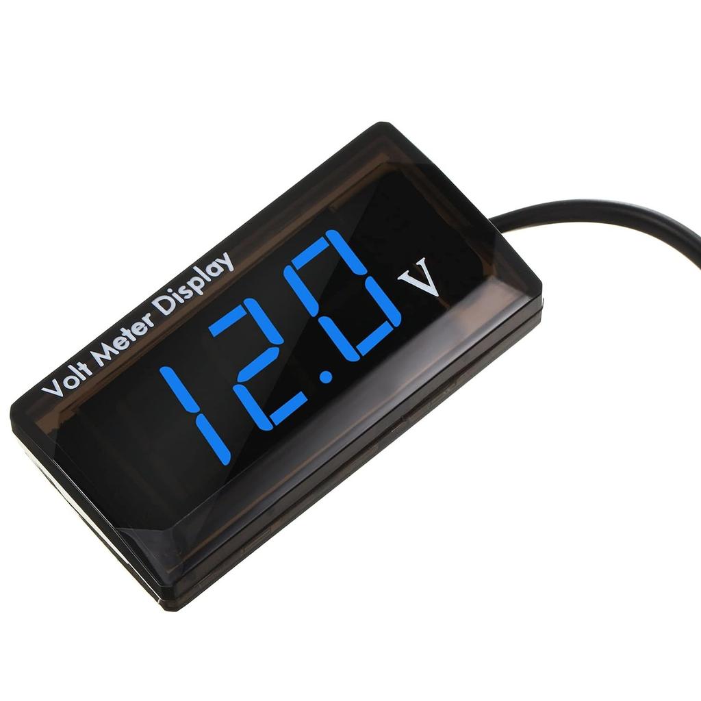 DC 4-28V Car Digital Voltmeter 12V Voltage Meter Car Audio Gauge LED Display 12V Meter Waterproof Voltage Gauge Meter for Car M