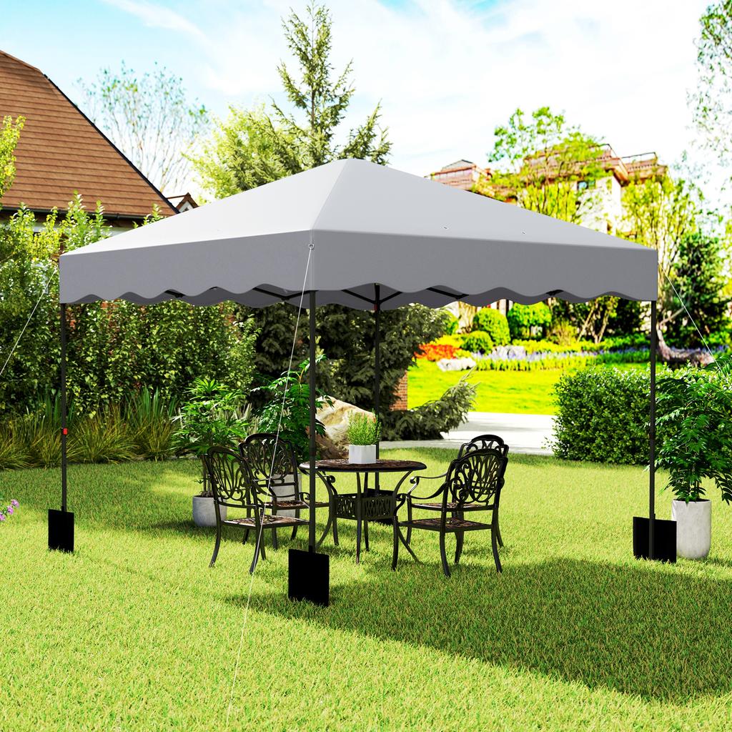 3 x 3 m Pop-Up Gazebo, Height-Adjustable Garden Tent, with Rolling Bag, for Garden, Patio, Metal, Fabric, Light Grey