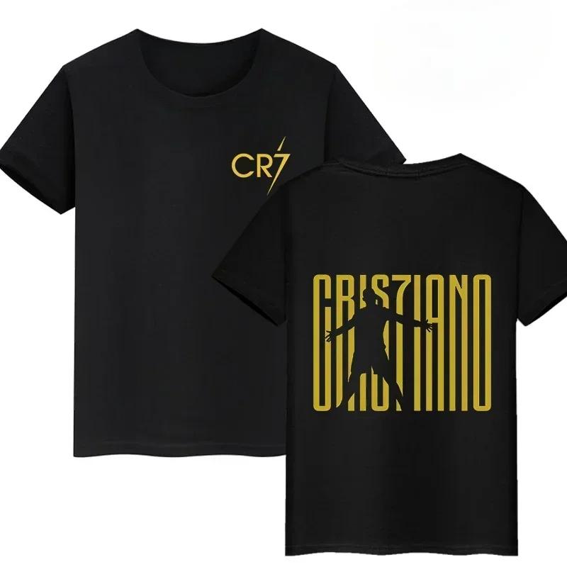 2026 Hot Summer Football Star Cr7 Cotton Children T-shirt Brand Sport Double Sided Print Casual Men Women Clothes Short Sleeve Top Boy Girl Tee