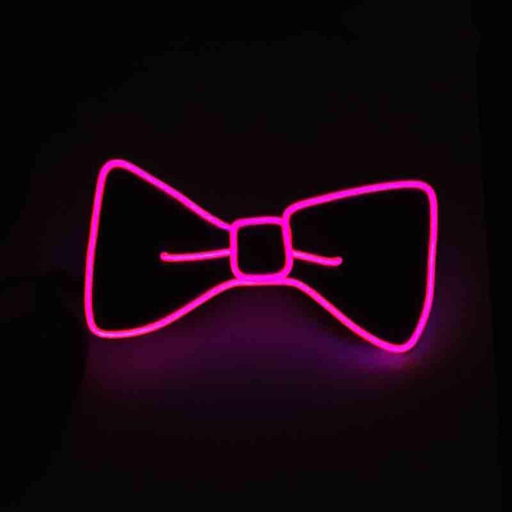 

10 Colors Men LED Glowing Bow Tie Neon Dance Show Prop Luminous Colored Ties EL Wire Light Up Neckties Party Halloween Christmas рожевий