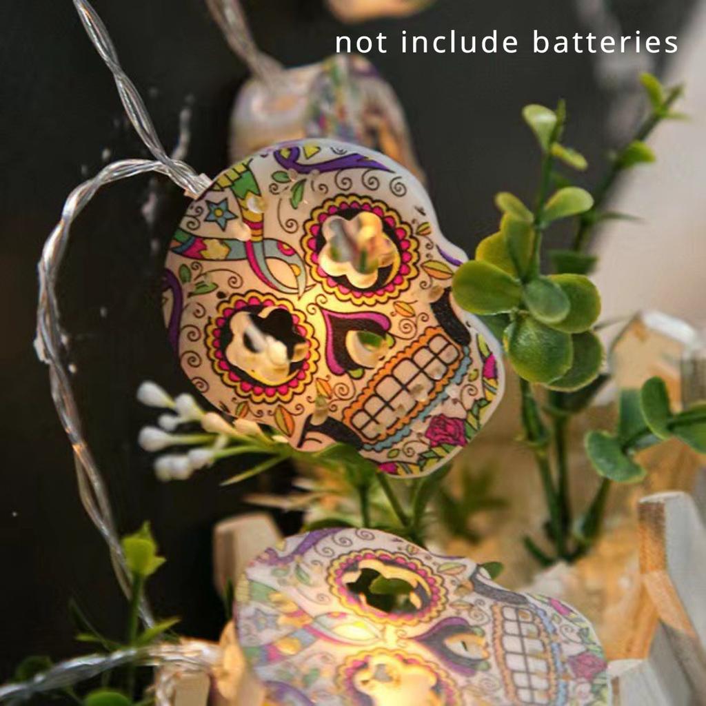 Halloween painted skull LED decorative light, holiday decorative light, ghost atmosphere string light nuage decoration